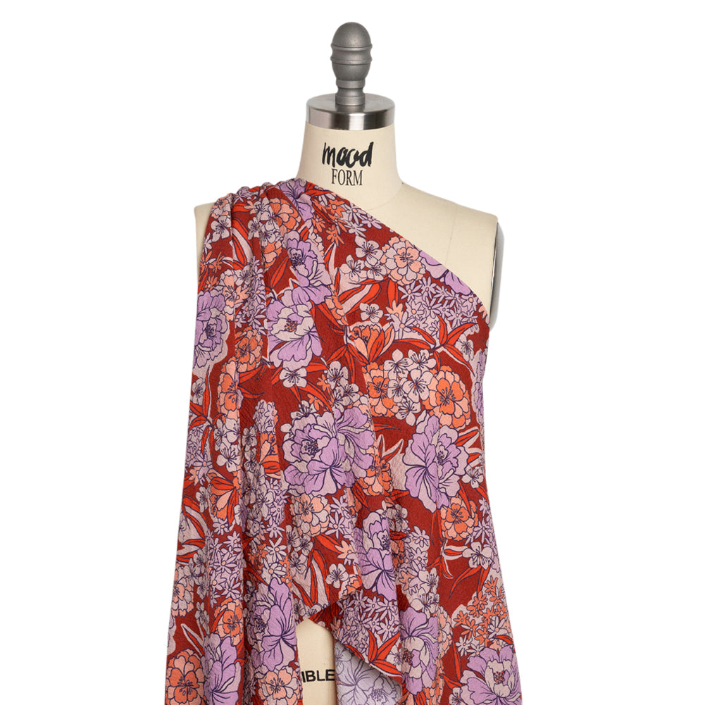Mood Exclusive Cherry Blossom Lessons Stretch Polyester Seersucker Drape