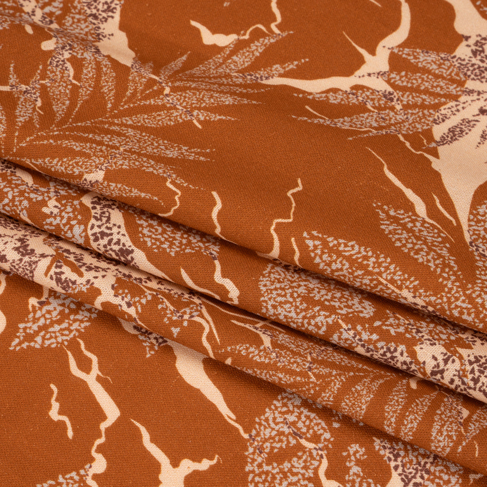 Linen and Rayon Woven Print - Brown and Beige Floral - Mood Exclusive Fossilized Memories Folded