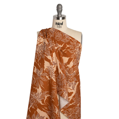 Linen and Rayon Woven Print - Brown and Beige Floral - Mood Exclusive Fossilized Memories Drape