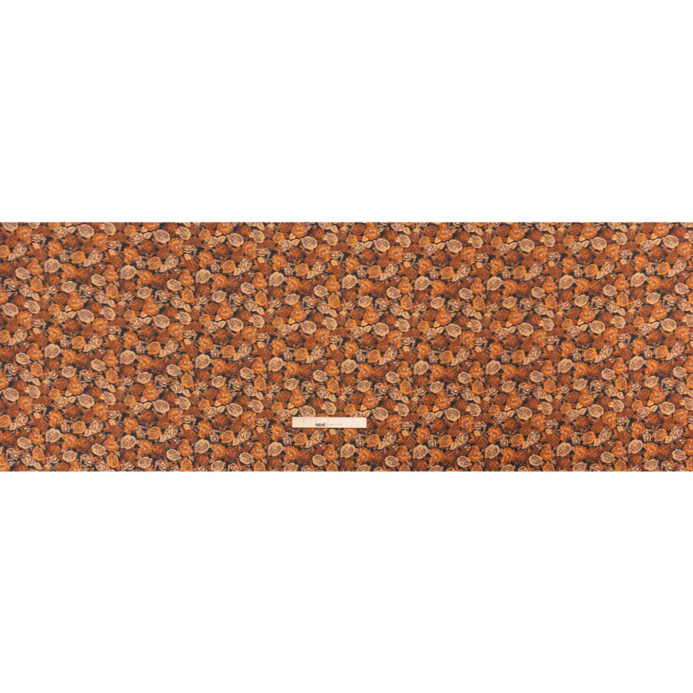 Cotton Poplin Print - Orange and Brown Floral - Mood Exclusive Memory of Roses Full