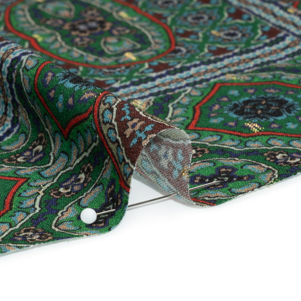 Mood Exclusive Green Basilica Bella Metallic Dotted Crinkled Viscose Crepe Folded