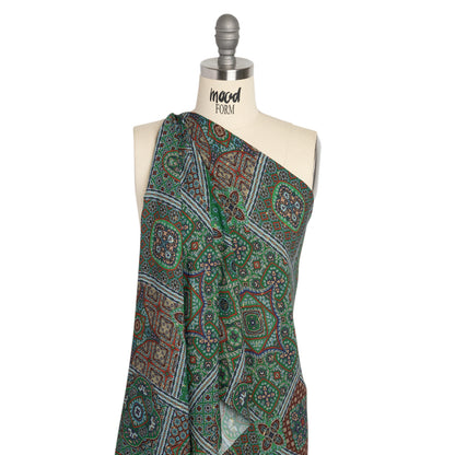 Mood Exclusive Green Basilica Bella Metallic Dotted Crinkled Viscose Crepe Detail