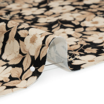 Brushed Stretch Cotton Twill Print - Black and Cream Floral - Mood Exclusive Moon-Calm Meeting Detail