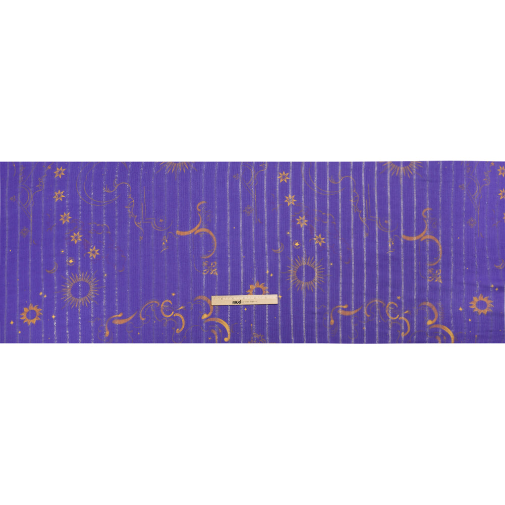 Mood Exclusive Purple Endless Diamond Sky Metallic Pinstriped Viscose Dobby Drape