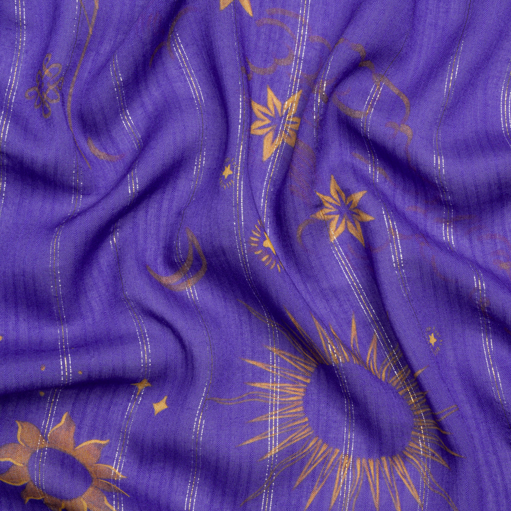 Mood Exclusive Purple Endless Diamond Sky Metallic Pinstriped Viscose Dobby