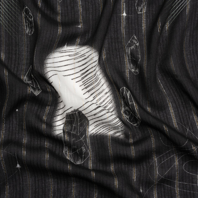 Mood Exclusive Black Tour de Quartz Metallic Pinstriped Viscose Dobby