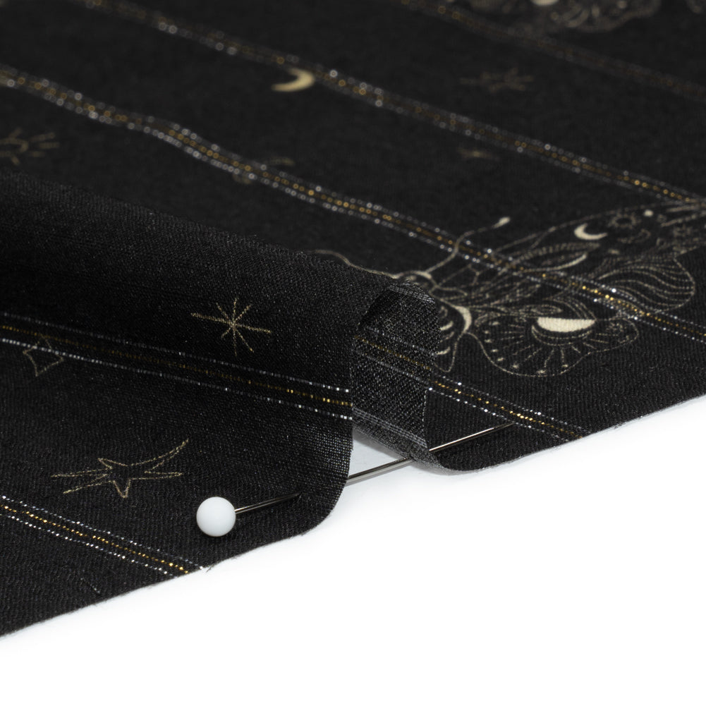 Mood Exclusive Black Sky Sanctuary Metallic Pinstriped Viscose Dobby Folded