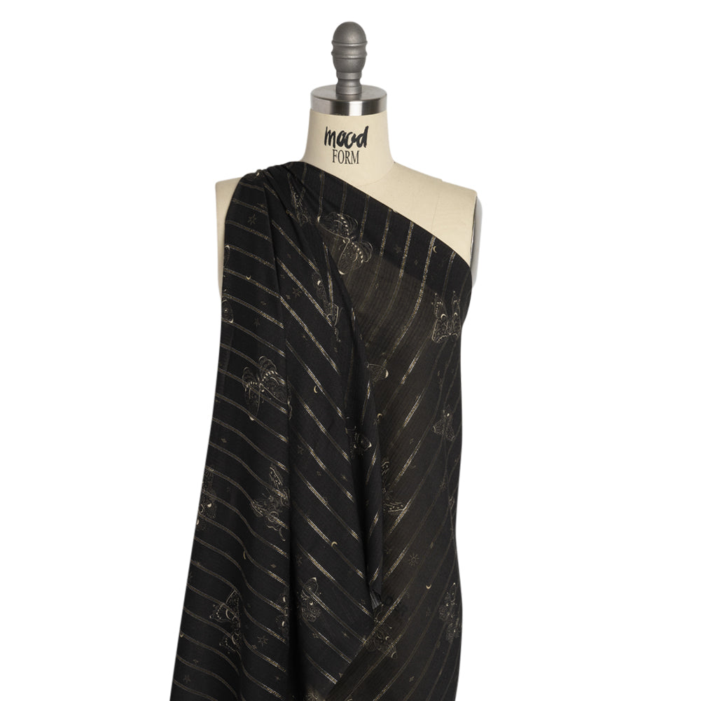 Mood Exclusive Black Sky Sanctuary Metallic Pinstriped Viscose Dobby Detail