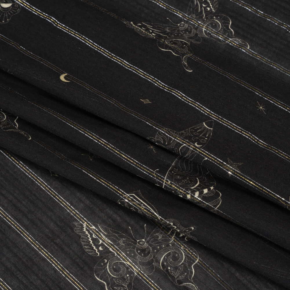 Mood Exclusive Black Sky Sanctuary Metallic Pinstriped Viscose Dobby Full