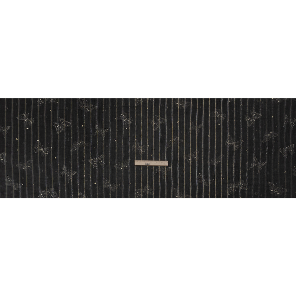 Mood Exclusive Black Sky Sanctuary Metallic Pinstriped Viscose Dobby Drape