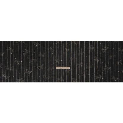 Mood Exclusive Black Sky Sanctuary Metallic Pinstriped Viscose Dobby Drape