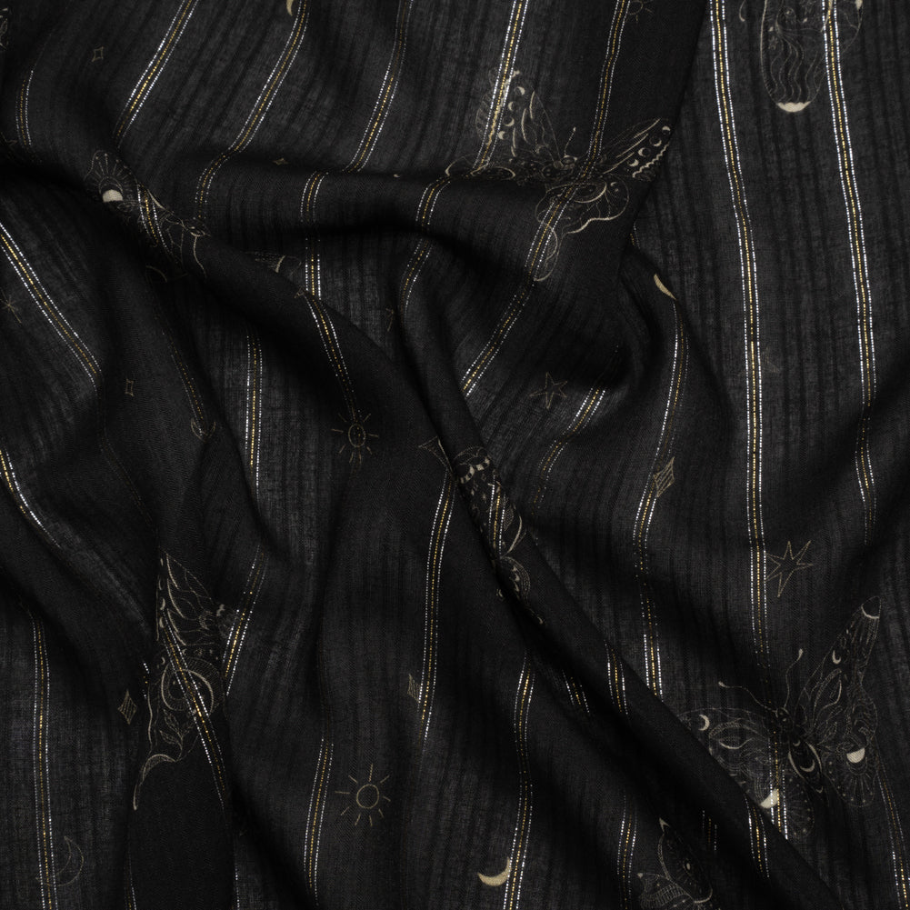 Mood Exclusive Black Sky Sanctuary Metallic Pinstriped Viscose Dobby