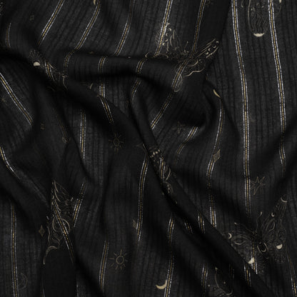 Mood Exclusive Black Sky Sanctuary Metallic Pinstriped Viscose Dobby