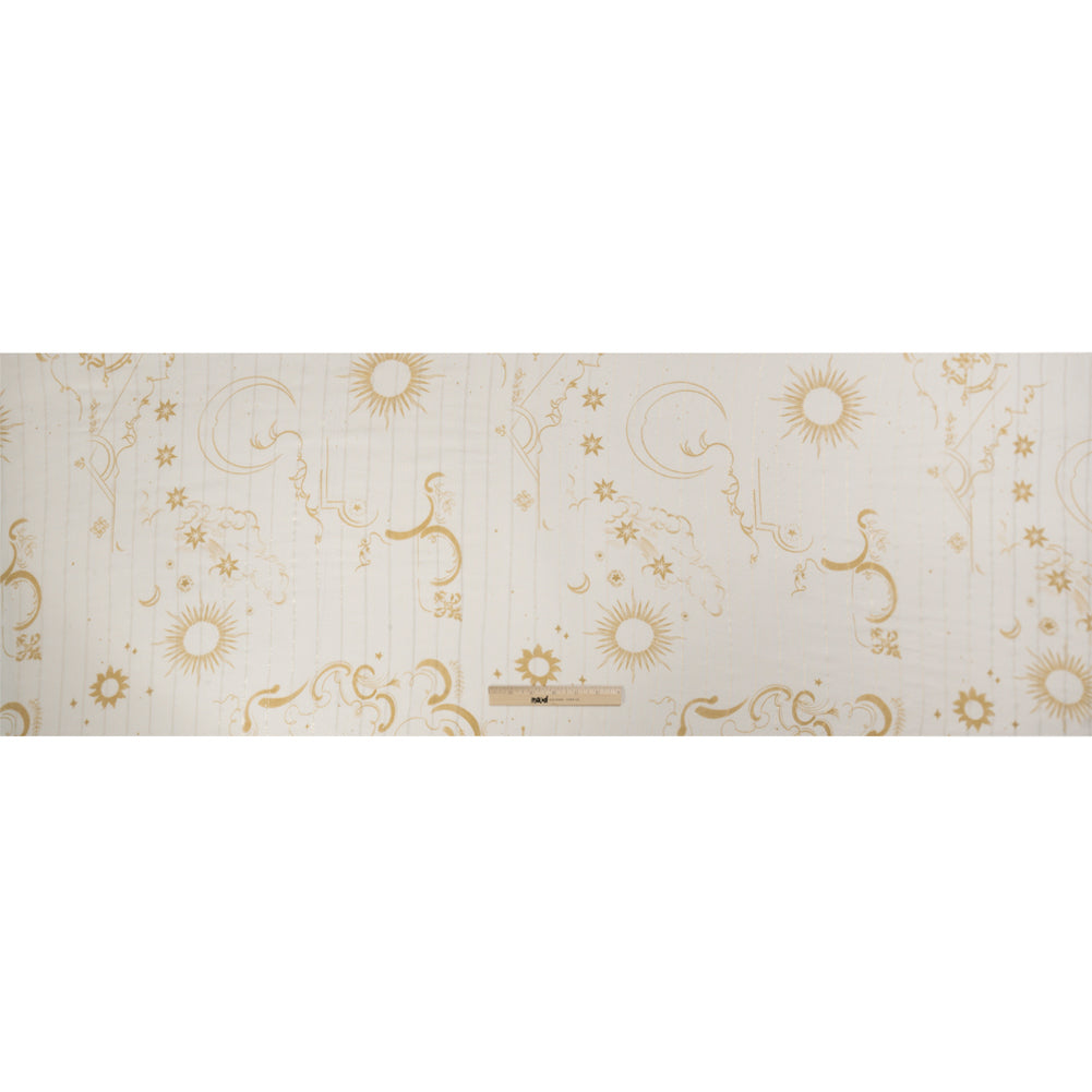 Mood Exclusive Cream Endless Diamond Sky Metallic Pinstriped Viscose Dobby Drape