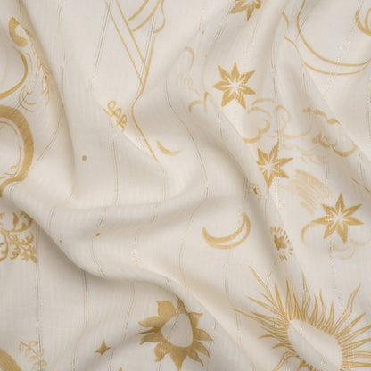 Mood Exclusive Cream Endless Diamond Sky Metallic Pinstriped Viscose Dobby