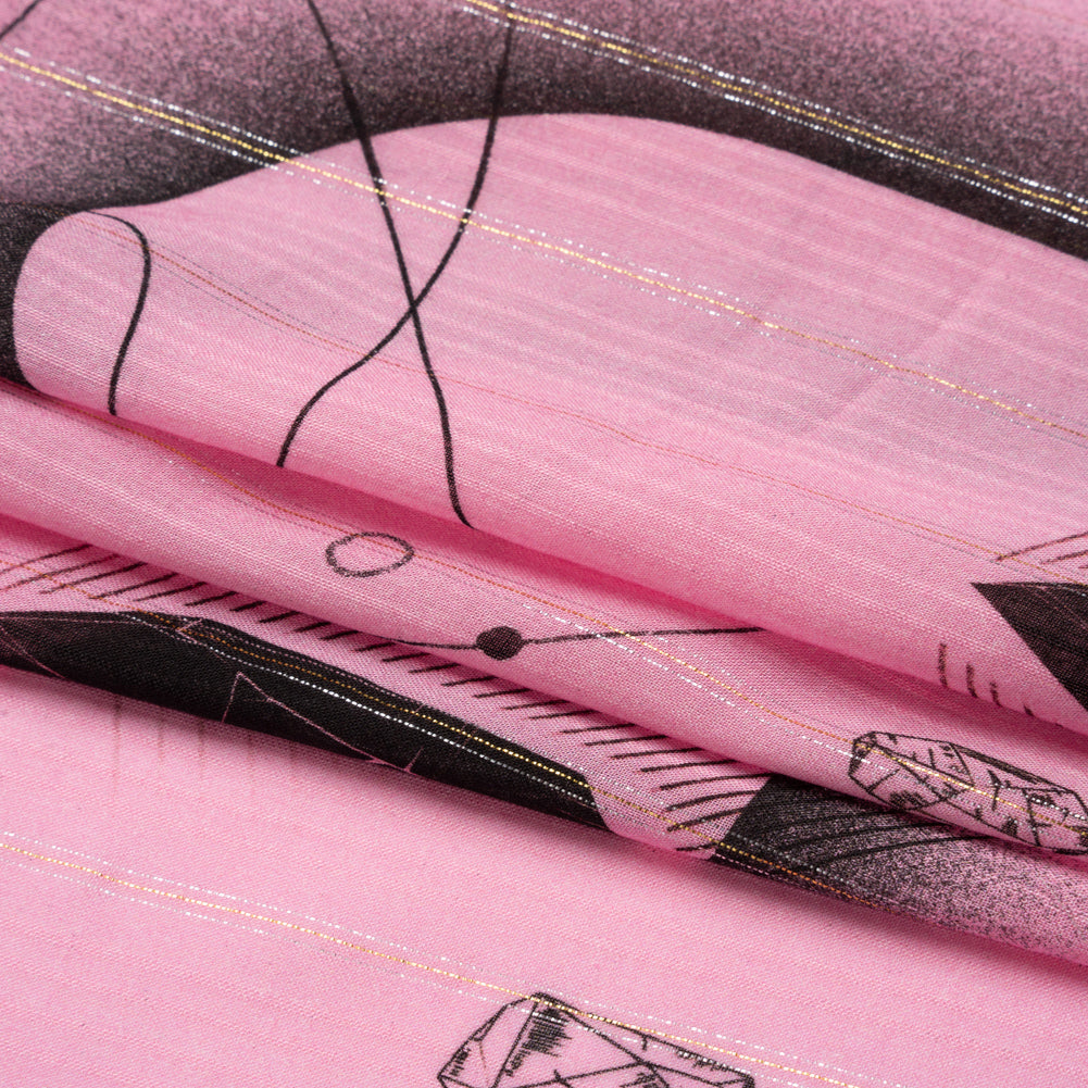 Mood Exclusive Pink Tour de Quartz Metallic Pinstriped Viscose Dobby Full