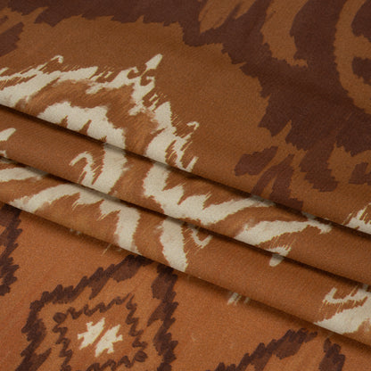 Sustainable Viscose Crepe Print - Brown and Beige Ikat Abstract - Mood Exclusive Woodgrain Test Full