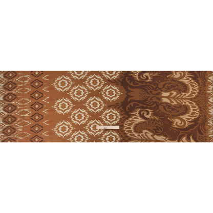 Sustainable Viscose Crepe Print - Brown and Beige Ikat Abstract - Mood Exclusive Woodgrain Test Drape
