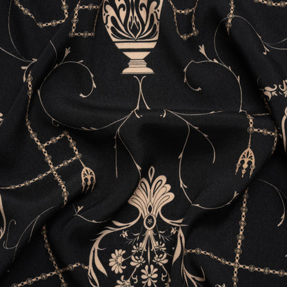 Sustainable Viscose Crepe Print - Black and Cream Flower Vases - Mood Exclusive Persephone's Treasures