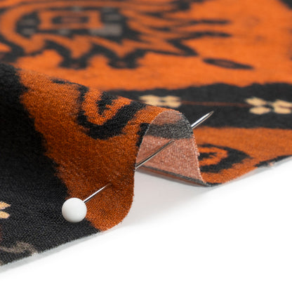 Sustainable Viscose Crepe Print - Orange and Black Floral Ogees - Mood Exclusive Salem Surroundings Detail