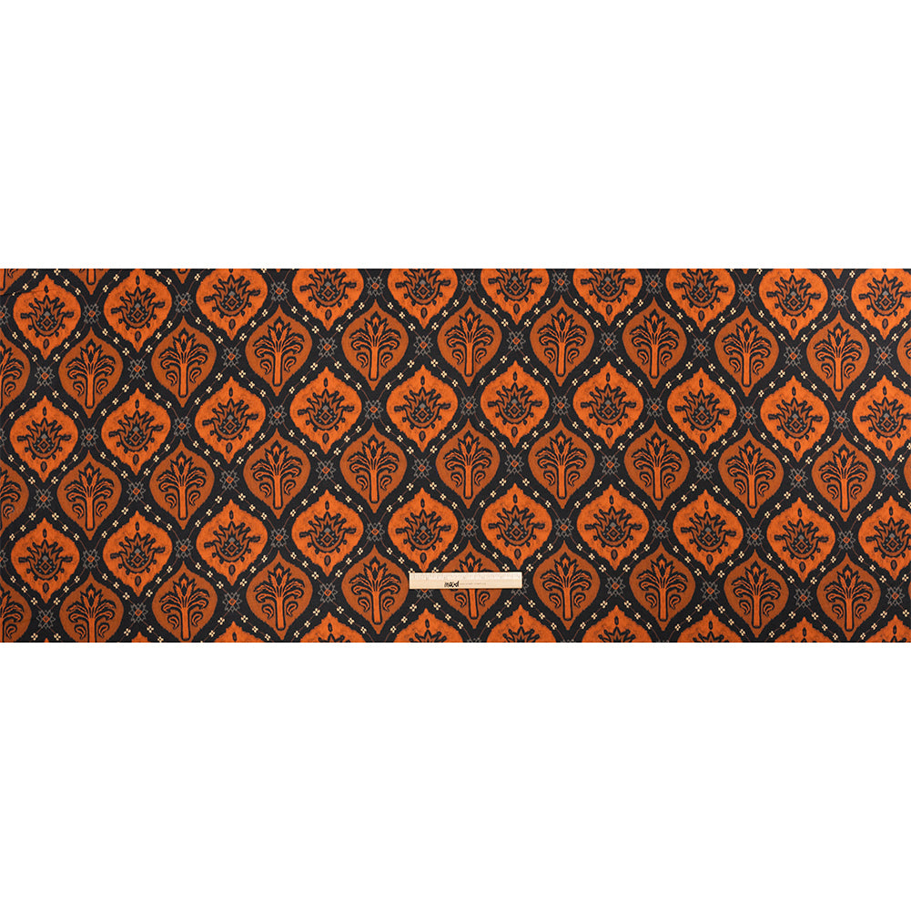 Sustainable Viscose Crepe Print - Orange and Black Floral Ogees - Mood Exclusive Salem Surroundings Full