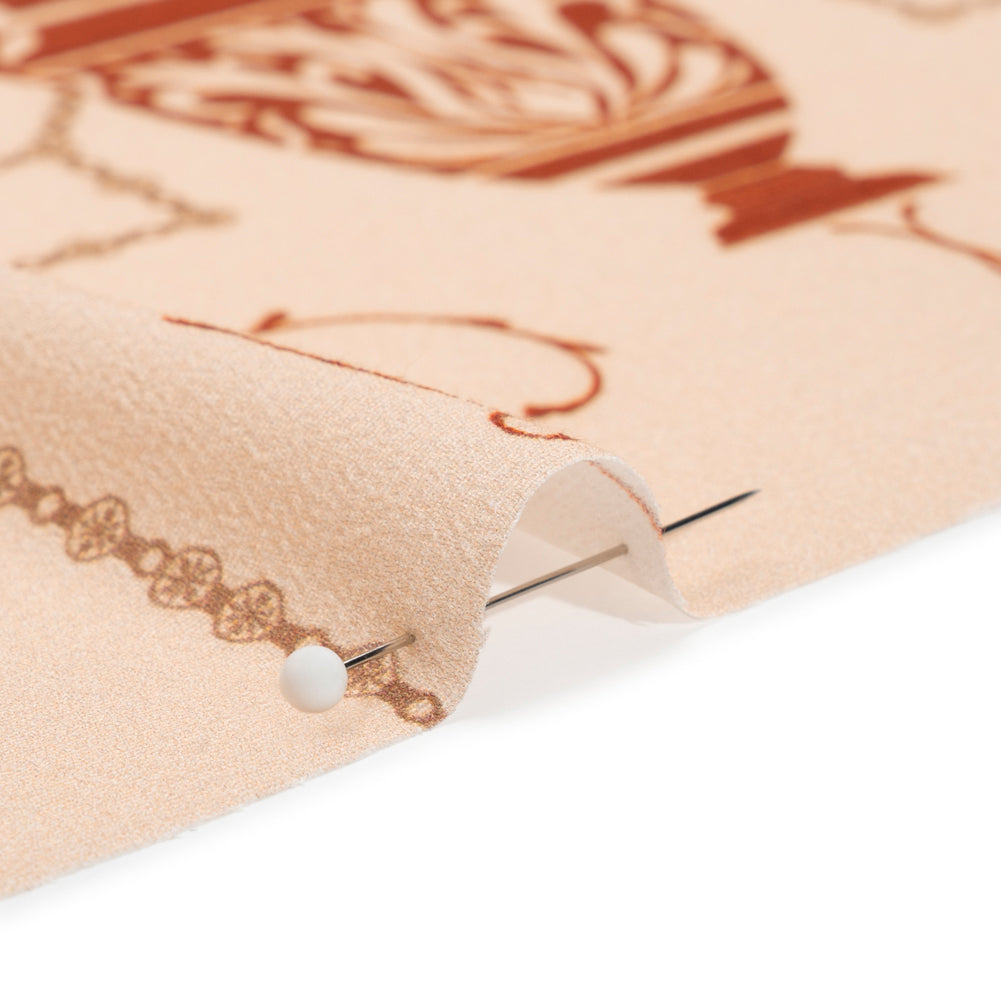 Sustainable Viscose Crepe Print - Beige and Dark Red Flower Vases - Mood Exclusive Persephone's Treasures Detail