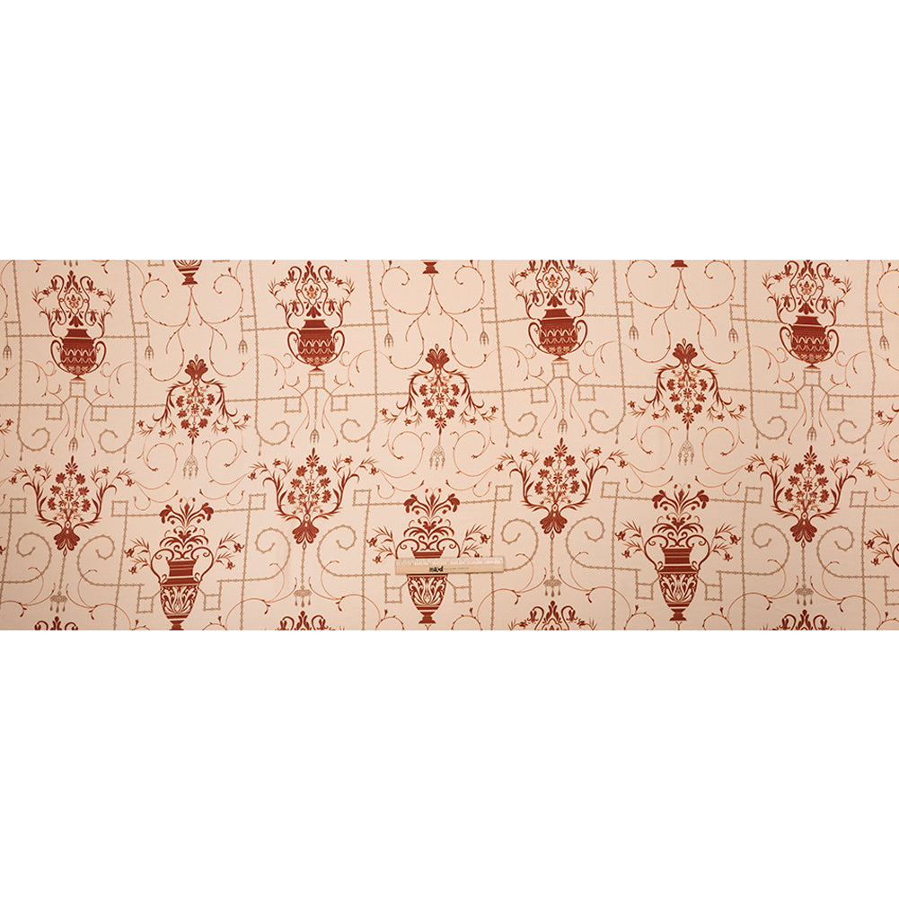 Sustainable Viscose Crepe Print - Beige and Dark Red Flower Vases - Mood Exclusive Persephone's Treasures Full