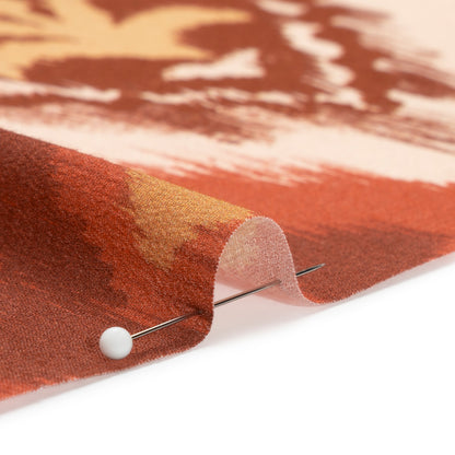 Sustainable Viscose Crepe Print - Cream, Red and Yellow Ikat Diamonds - Mood Exclusive Pressed Peonies Detail