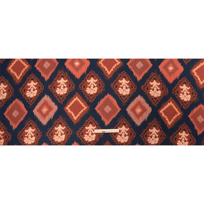 Sustainable Viscose Crepe Print - Navy, Red and Yellow Ikat Diamonds - Mood Exclusive Pressed Peonies Full