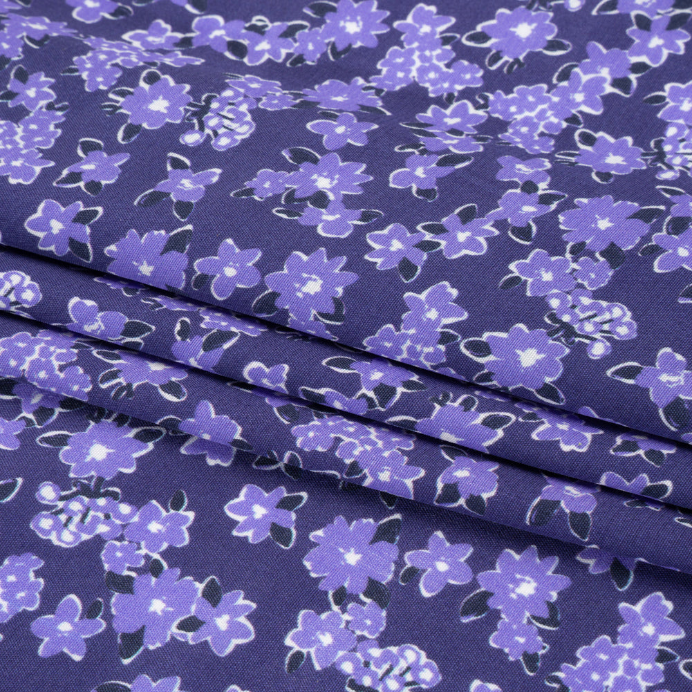 Sustainable Viscose Woven Print - Purple Floral - Mood Exclusive Fields at Moher Folded