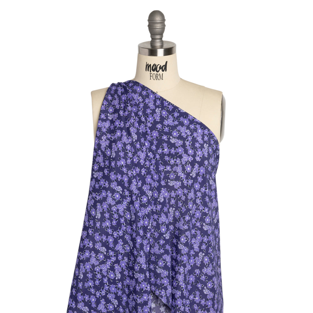 Sustainable Viscose Woven Print - Purple Floral - Mood Exclusive Fields at Moher Drape