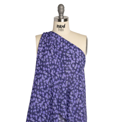 Sustainable Viscose Woven Print - Purple Floral - Mood Exclusive Fields at Moher Drape
