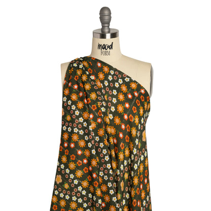 Mood Exclusive Green Infinitely Floral Metallic Pinstriped Viscose Dobby Detail