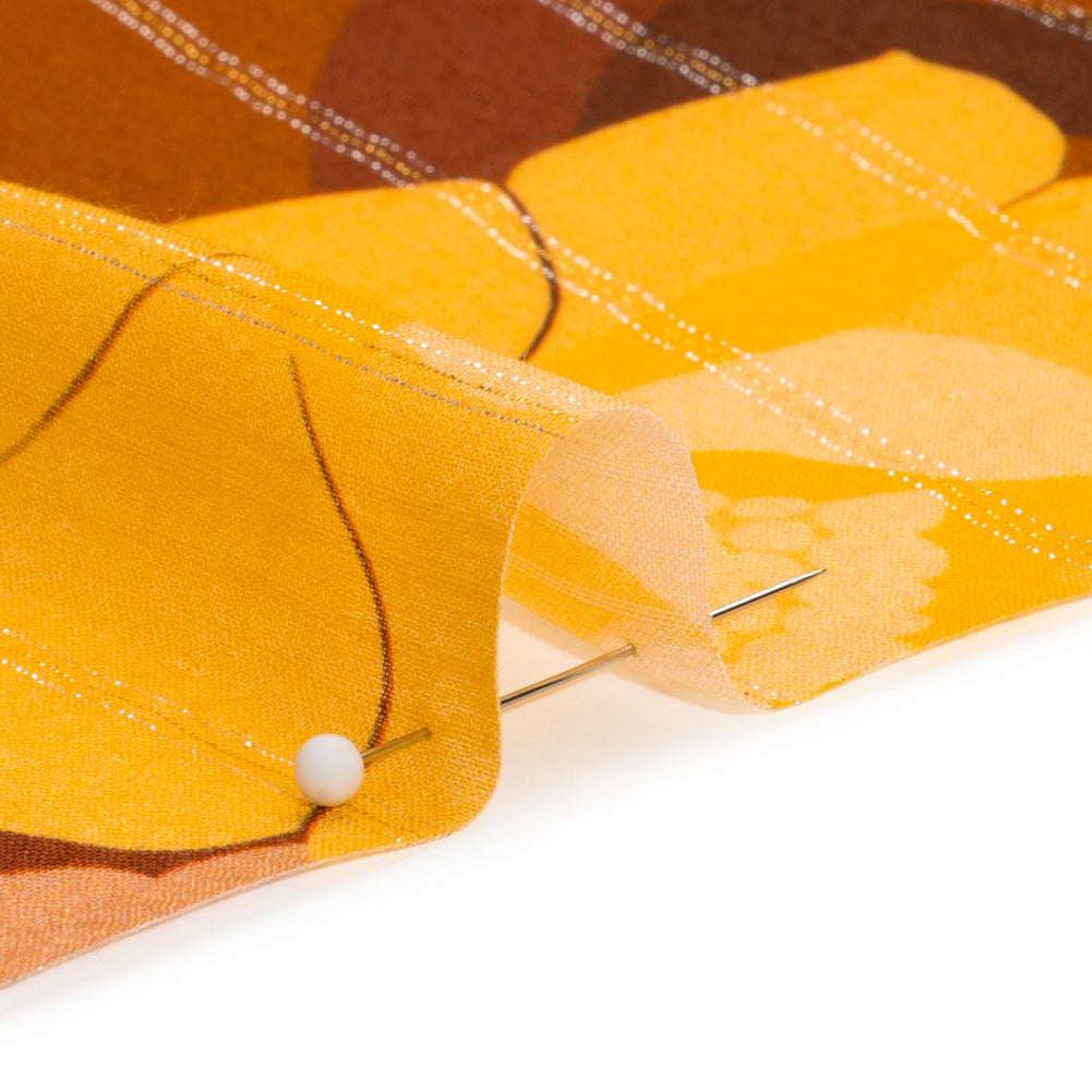 Mood Exclusive Brown Park Bench Metallic Pinstriped Viscose Dobby Folded