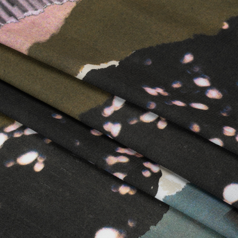 Sustainable Viscose Crepe Print - Dark Gray and Lavender Torn Photos Collage - Mood Exclusive What About Always Full