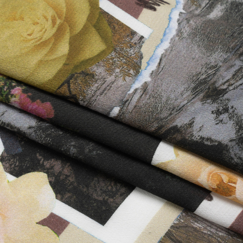 Sustainable Viscose Crepe Print - Mauve and Beige Photo Scrapbook - Mood Exclusive Sincerely Yours Folded