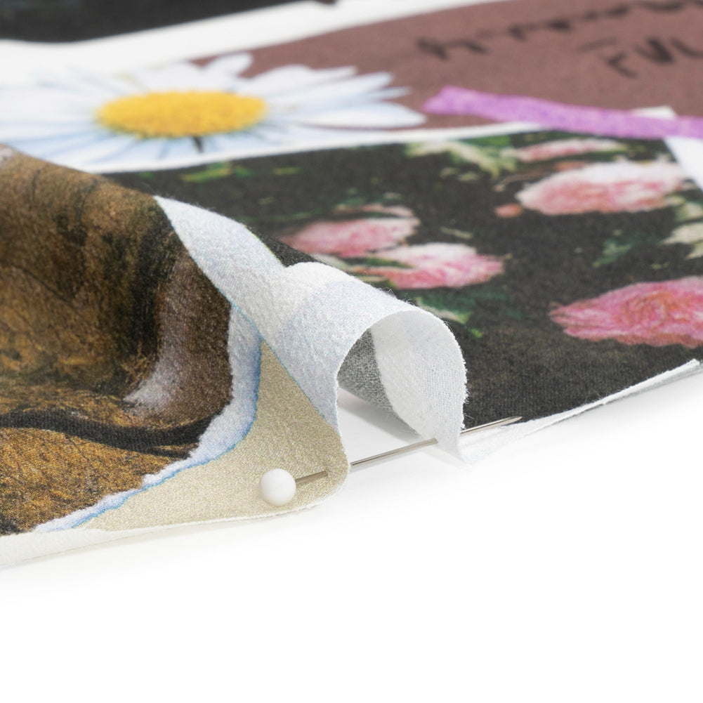 Sustainable Viscose Crepe Print - Mauve and Beige Photo Scrapbook - Mood Exclusive Sincerely Yours Detail