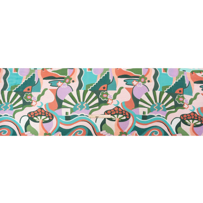 Sustainable Viscose Woven Print - Pink, Green and Blue Mushrooms and Abstract - Mood Exclusive Mid Mod Mushroom Full