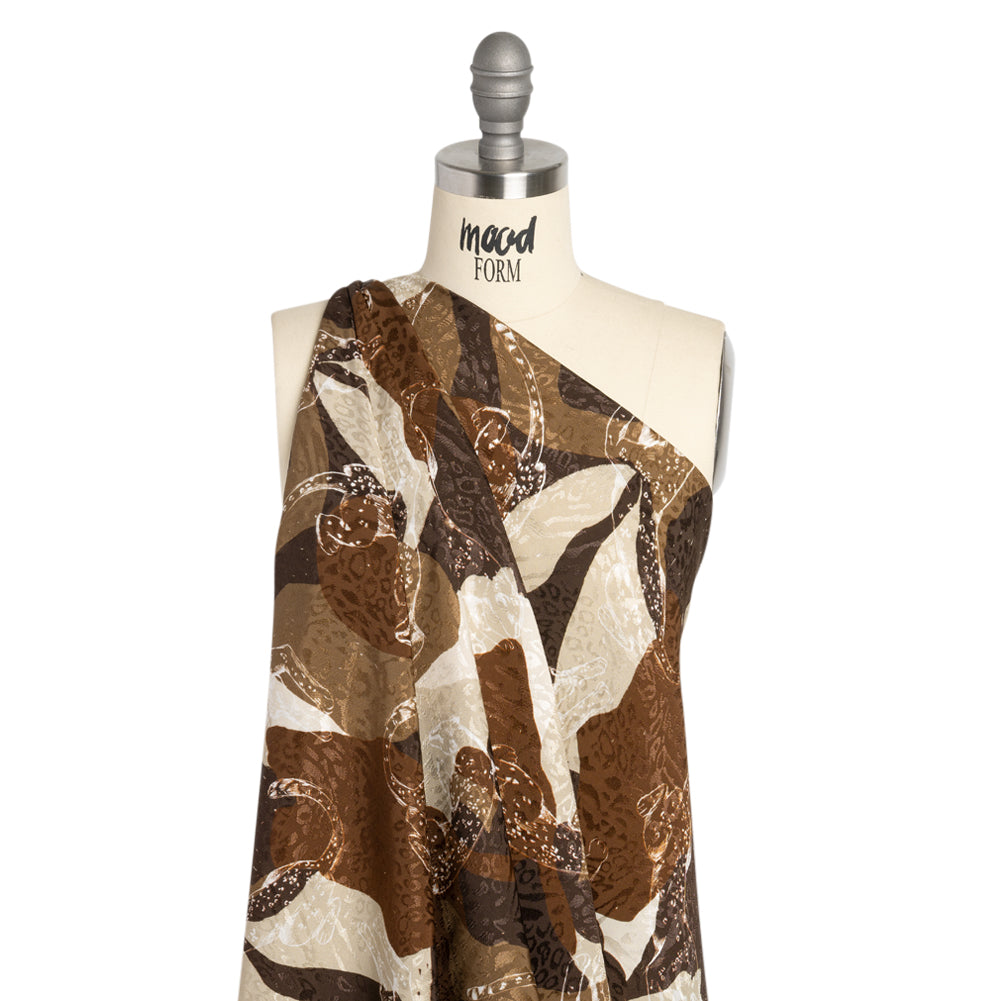 Mood Exclusive Brown Jaguar Point Animal Rayon Jacquard Detail