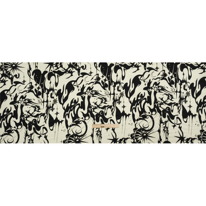 Sustainable and Recycled Viscose Satin Print - Cream and Black Abstract and Stars - Mood Exclusive Cosmic Chaos Drape