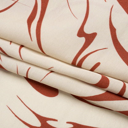 Sustainable and Recycled Viscose Satin Print - Red and Cream Swirls and Stars - Mood Exclusive Vincent's Hope Full