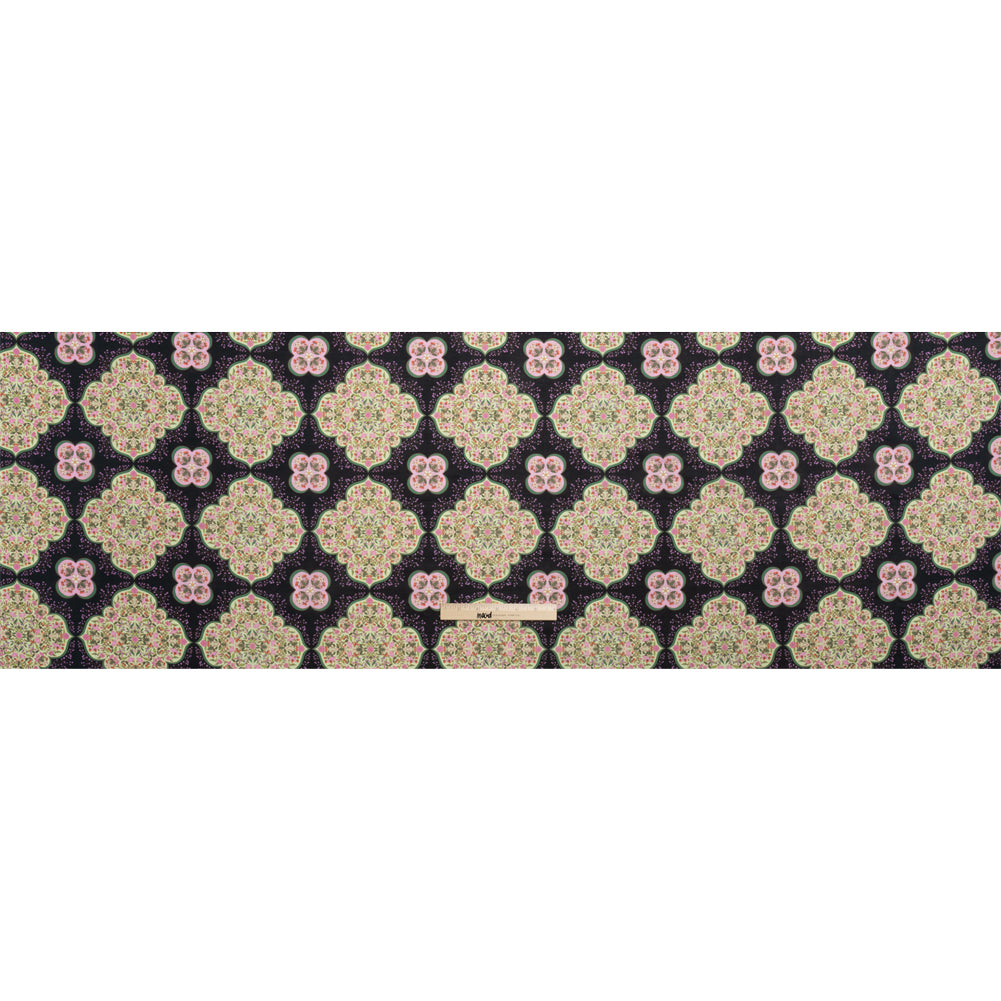 Cotton Voile Print - Black, Pink and Green Floral Tiles - Mood Exclusive Rosalind and Celia Full