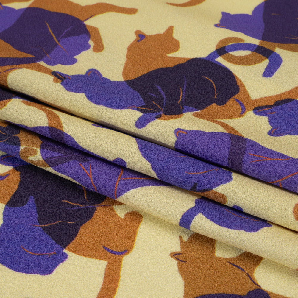 Mood Exclusive Purple Lazy Caturday Viscose Crepe Full