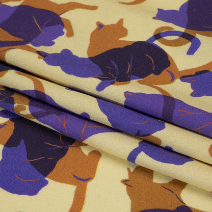 Mood Exclusive Purple Lazy Caturday Viscose Crepe Full