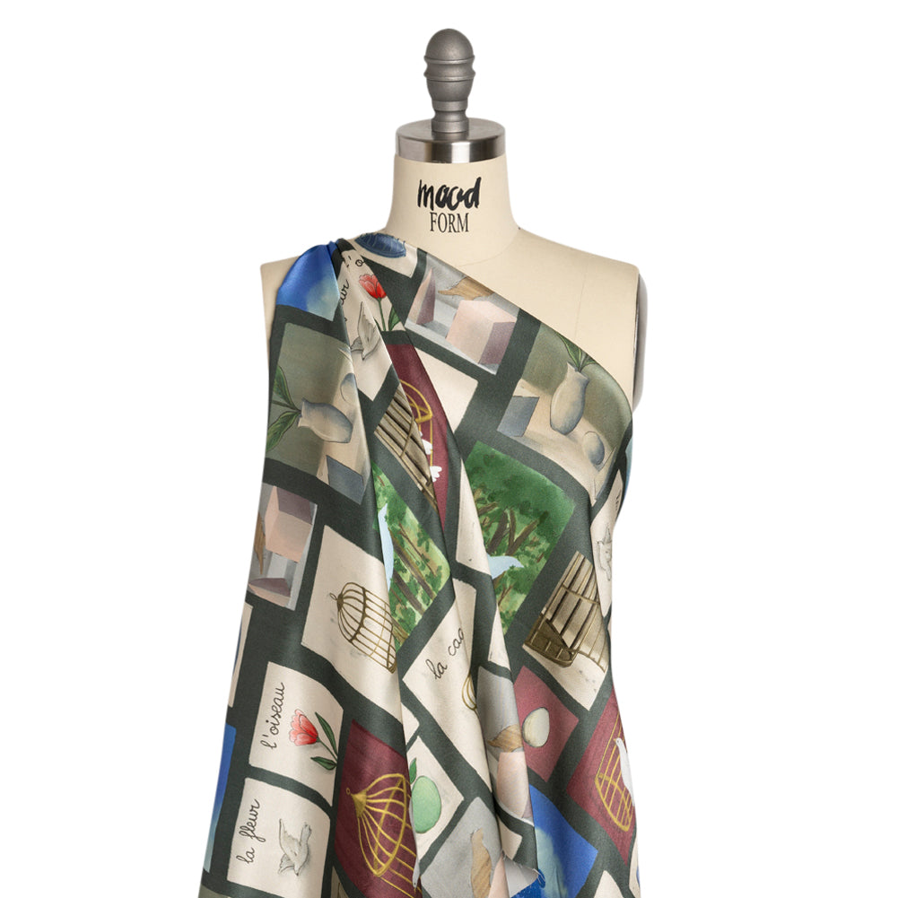 Mood Exclusive Gray Flee the Cage Sustainable Viscose Fluid Satin Detail