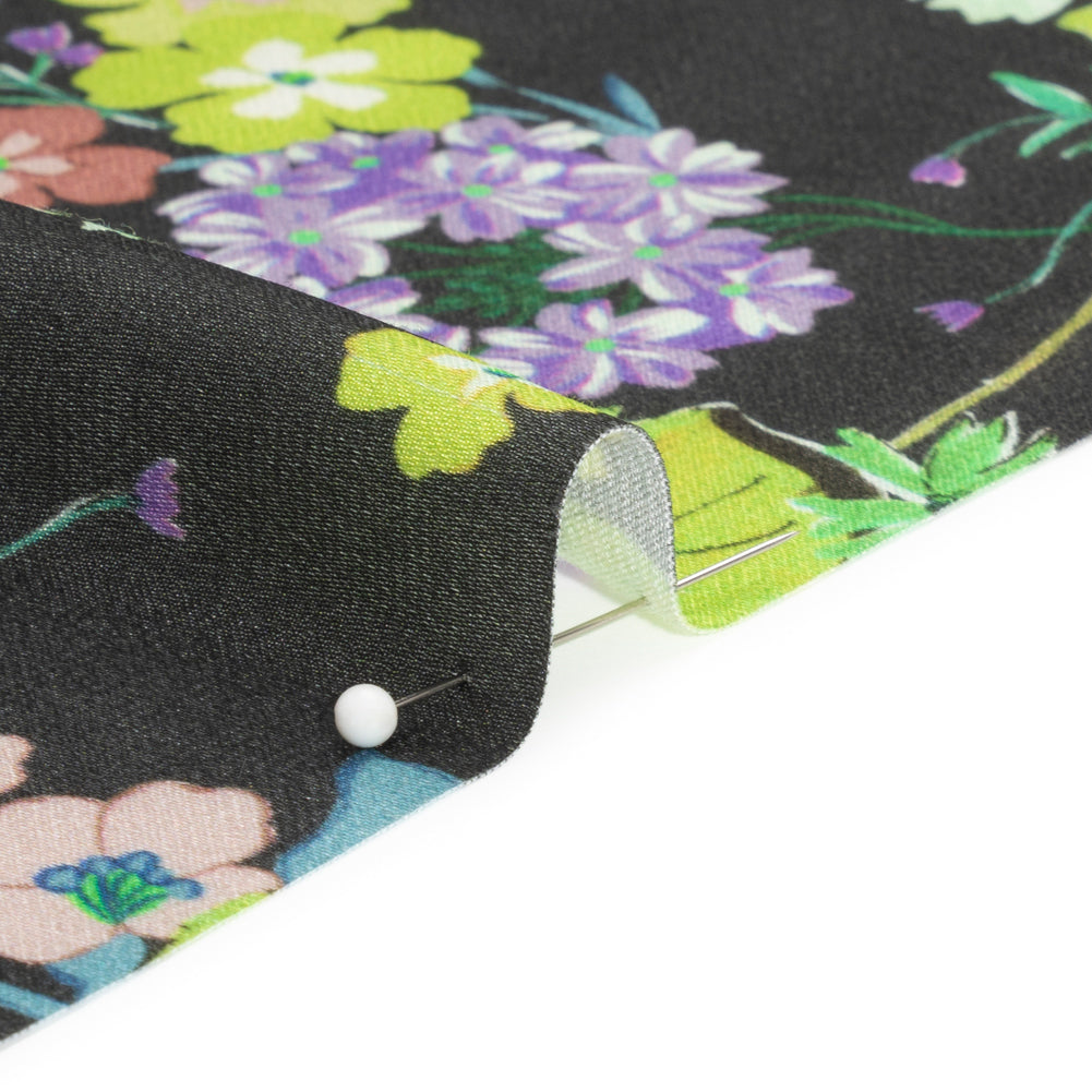 Mood Exclusive Blue Florescent Florals Sustainable Viscose Fluid Satin Folded