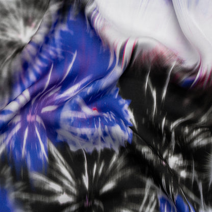 Sustainable and Recycled Viscose Satin Print - Blue and Black Fireworks - Mood Exclusive Skyrockets in Flight