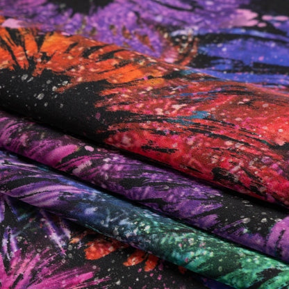Sustainable and Recycled Viscose Satin Print - Rainbow Abstracted Floral - Mood Exclusive Bursting Gardens Full