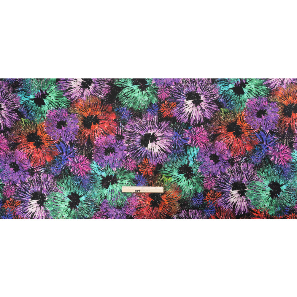 Sustainable and Recycled Viscose Satin Print - Rainbow Abstracted Floral - Mood Exclusive Bursting Gardens Drape