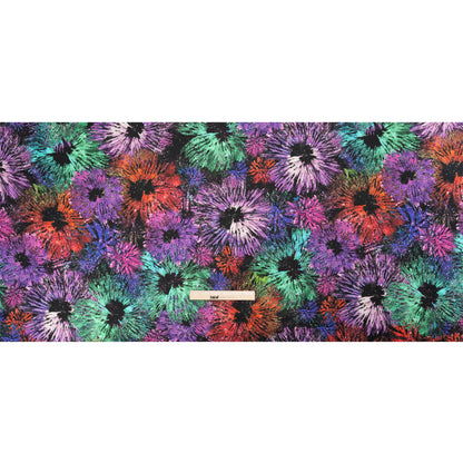 Sustainable and Recycled Viscose Satin Print - Rainbow Abstracted Floral - Mood Exclusive Bursting Gardens Drape